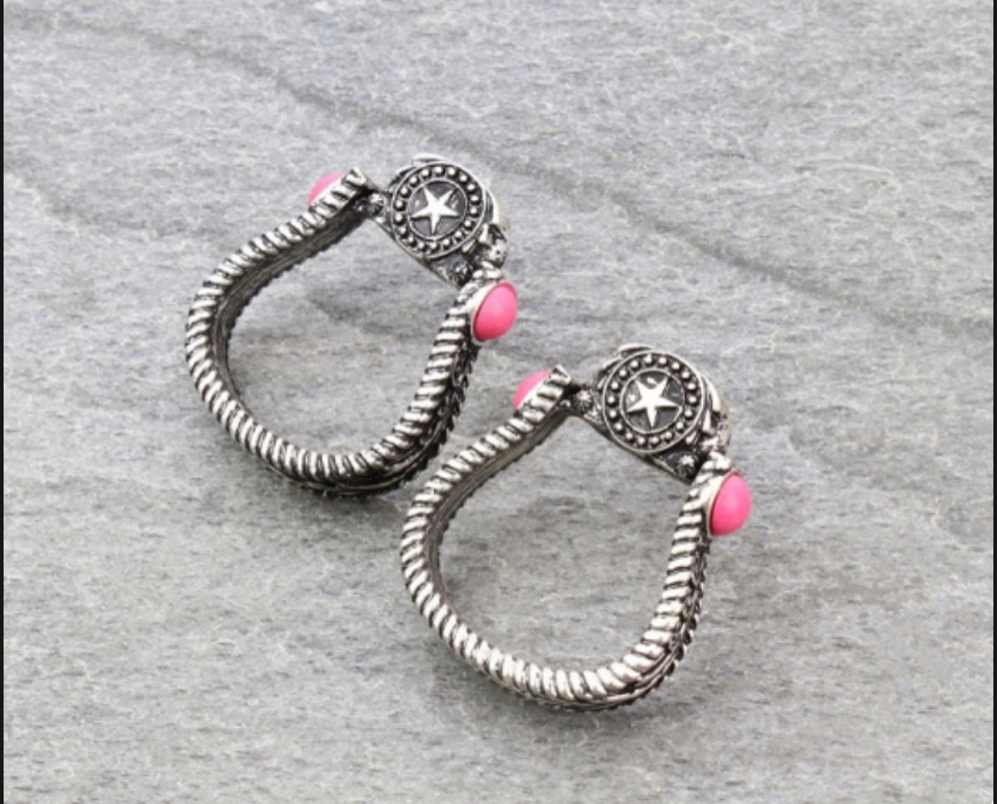 Western horseshoe Stone Stud earrings