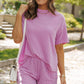 Phalaenopsis Ribbed Textured Knit Loose Fit Tee and Shorts Set