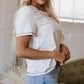 White RODEO Horseshoe Embroidered Patch Pocket T Shirt