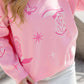 Pink Western Cowboy Boot Sweater