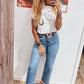 White RODEO Horseshoe Embroidered Patch Pocket T Shirt