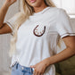 White RODEO Horseshoe Embroidered Patch Pocket T Shirt