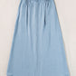 Mist Blue Fully Buttoned Long Denim Skirt
