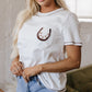 White RODEO Horseshoe Embroidered Patch Pocket T Shirt