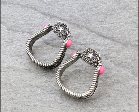 Western horseshoe Stone Stud earrings