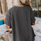 Carbon Grey Ribbed Textured Knit Loose Fit Tee and Shorts Set