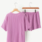 Phalaenopsis Ribbed Textured Knit Loose Fit Tee and Shorts Set