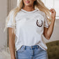 White RODEO Horseshoe Embroidered Patch Pocket T Shirt