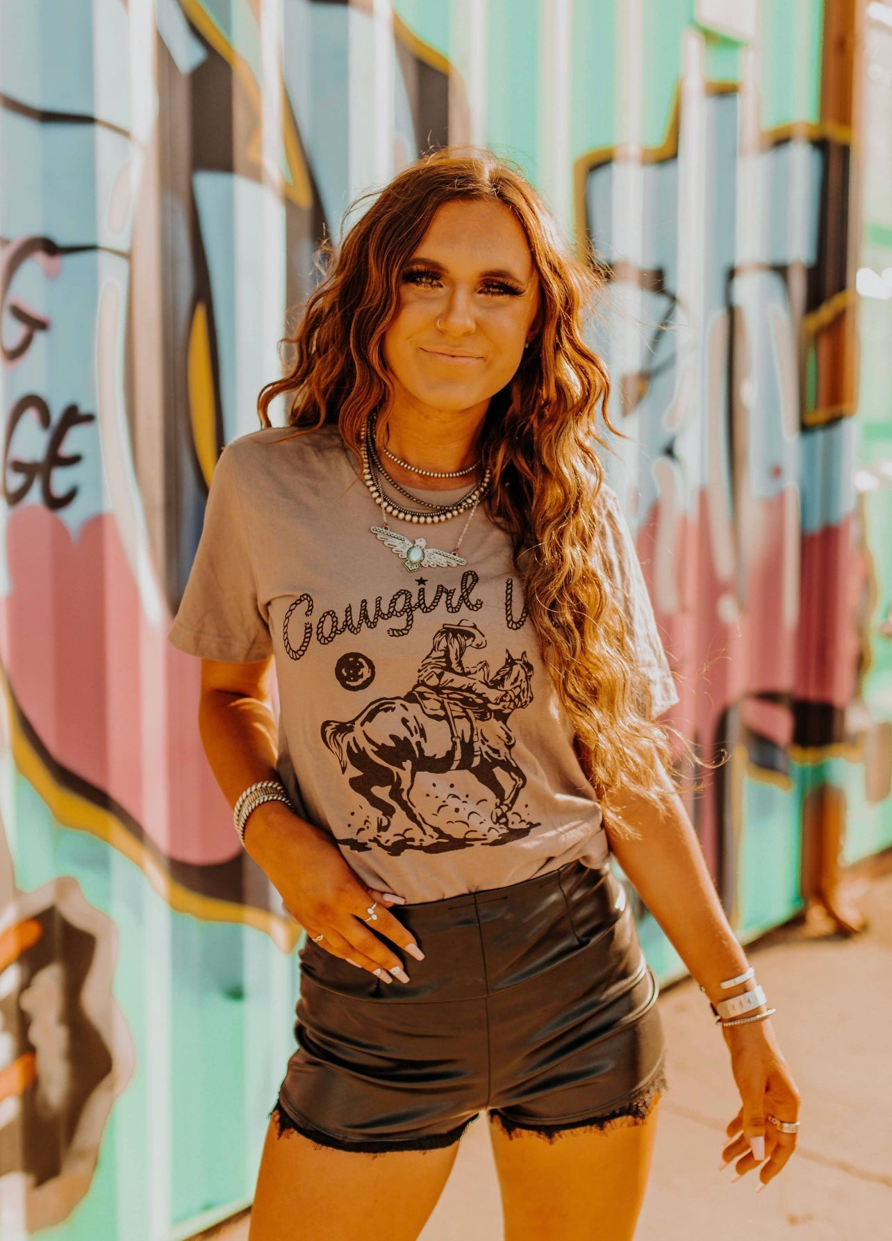 Cowgirl Up Western Horse Graphic Tee